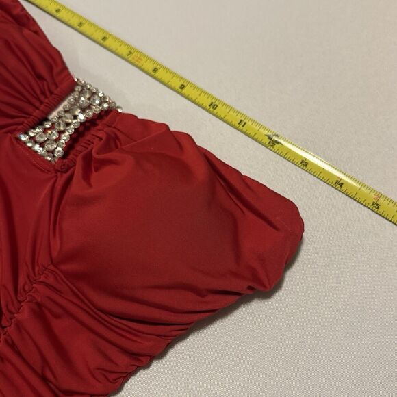 Body Central Women's‎ Red Strapless Ruched Bodycon Evening Party Dress Size M # - Picture 9 of 13